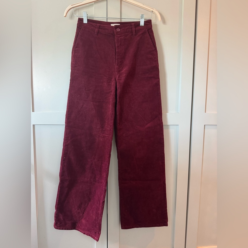 Brixton Burgundy Wide Leg Victory Corduroy Pants
